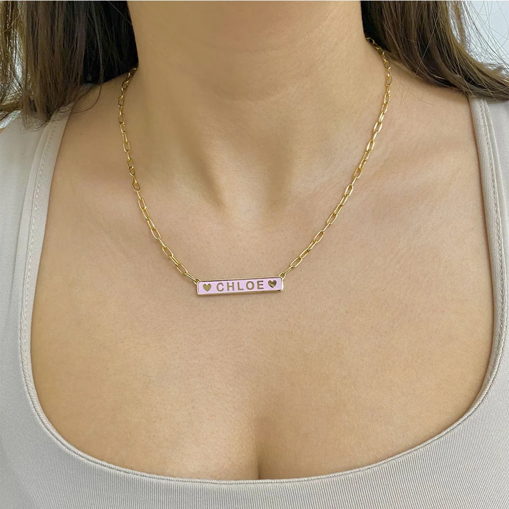Custom Heart Name Necklaces For Women Stainless Steel Thick Chain Customized Necklace Pendant Personalized Neck Jewelry Gift