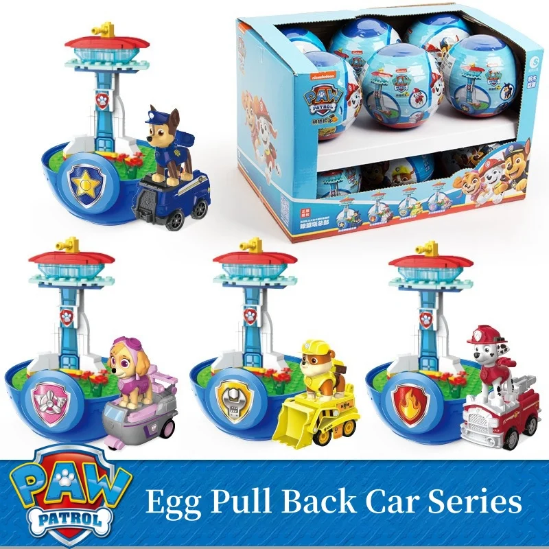 

New Original Paw Patrol Egg Pull Back Car Series Vehicle Car Ryder Tracker Everest Chase Rex Skye Rocky Marshall Action Gift Toy