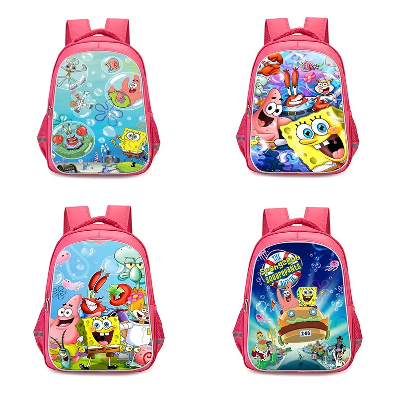 Child Backpacks Cute cartoon Spongebobs Girls Student Birthday Gift School Bags Camping Durable Rucksack