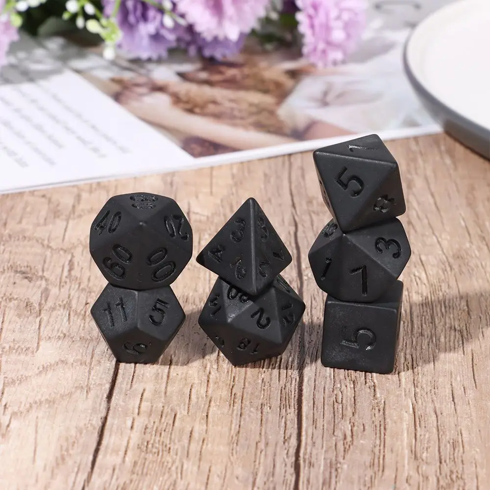 7Pcs/Set New Polyhedral Black Dice Set Game Dice For TRPG DND Accessories Polyhedral Dice For Board Card Game Math Games