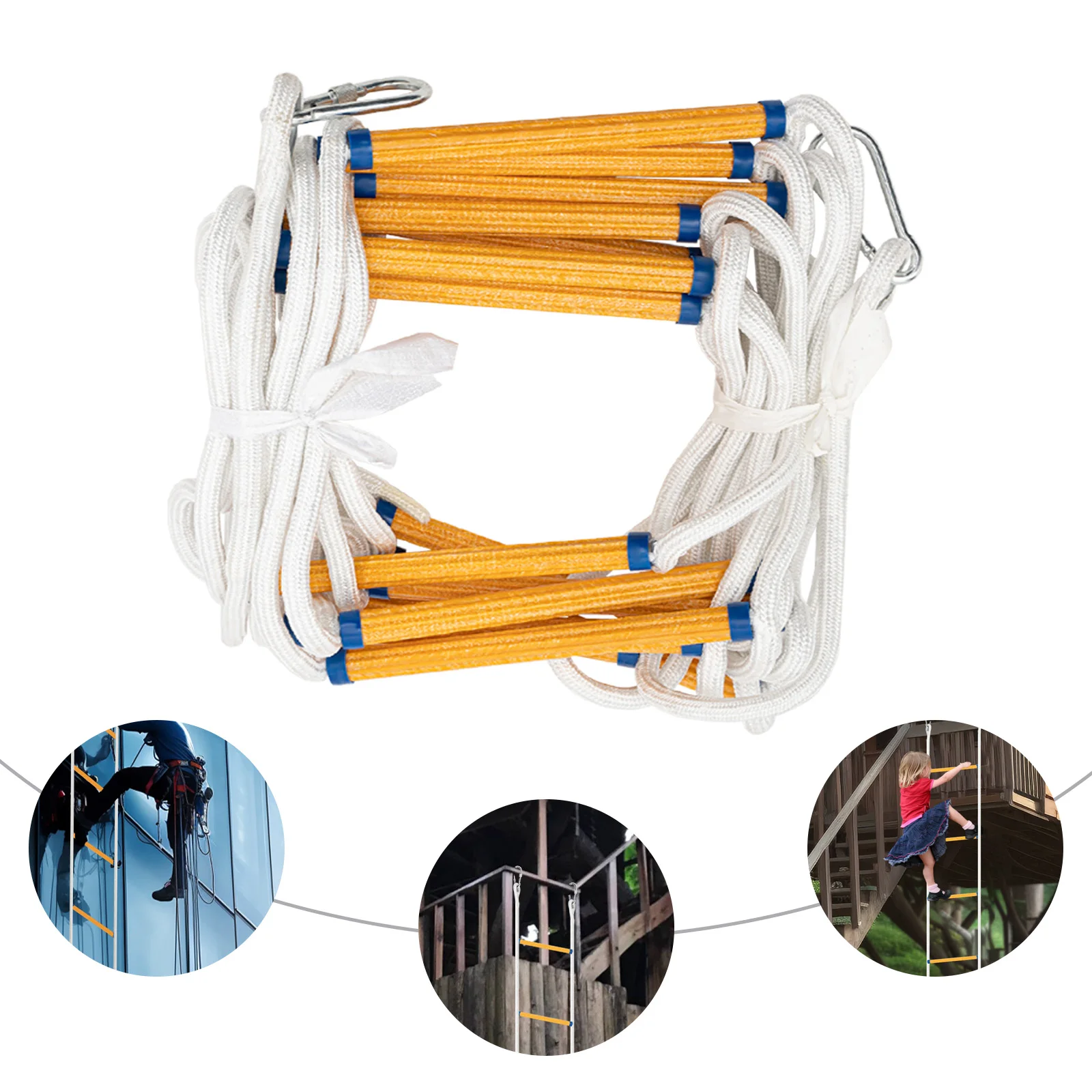 12m Fireproof Rope Ladder Rescue ladder Safety ladder with Carabiners