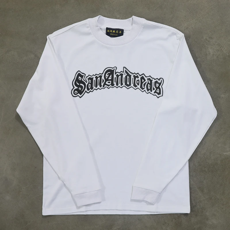 Long Sleeve 310 Pure Cotton Men's T-Shirt Upward Hero Non-Light American Style Couple's T-Shirt Youth Loose Fit Printed Tee