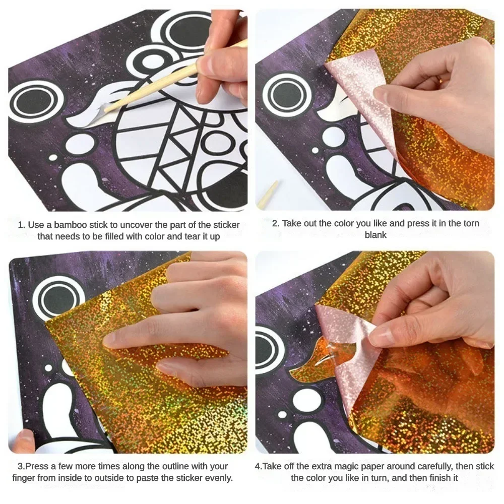 DIY 12 Stücke Cartoon Magie Transfer Malerei Handwerk für Kinder Kunst & Handwerk Spielzeug Kinder Kreative Zeichnung Pädagogisches Lernen Spielzeug