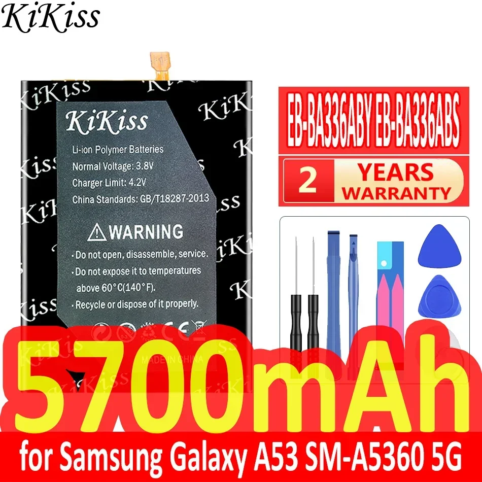 5700mAh KiKiss Powerful Battery EB-BA336ABY EB-BA336ABS for Samsung Galaxy A53 SM-A5360 A5360 A33 5G