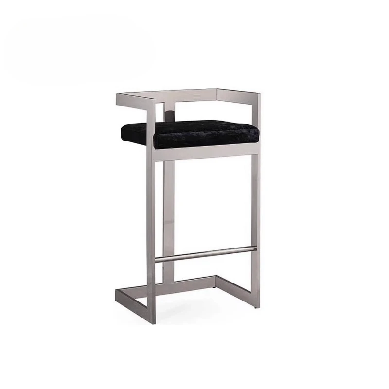 

Nordic minimalist modern stainless steel high chair bar chair flannel seat cushion
