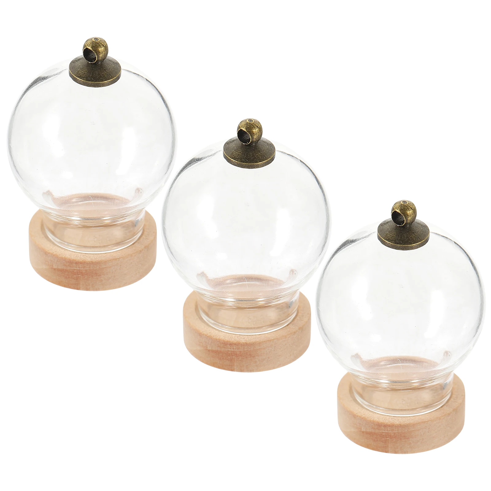 

3 Pcs Immortal Flower Bell Cover Display Dome Cloche Clear Glass Case Showcase Domes for Mini Wooden Small Travel