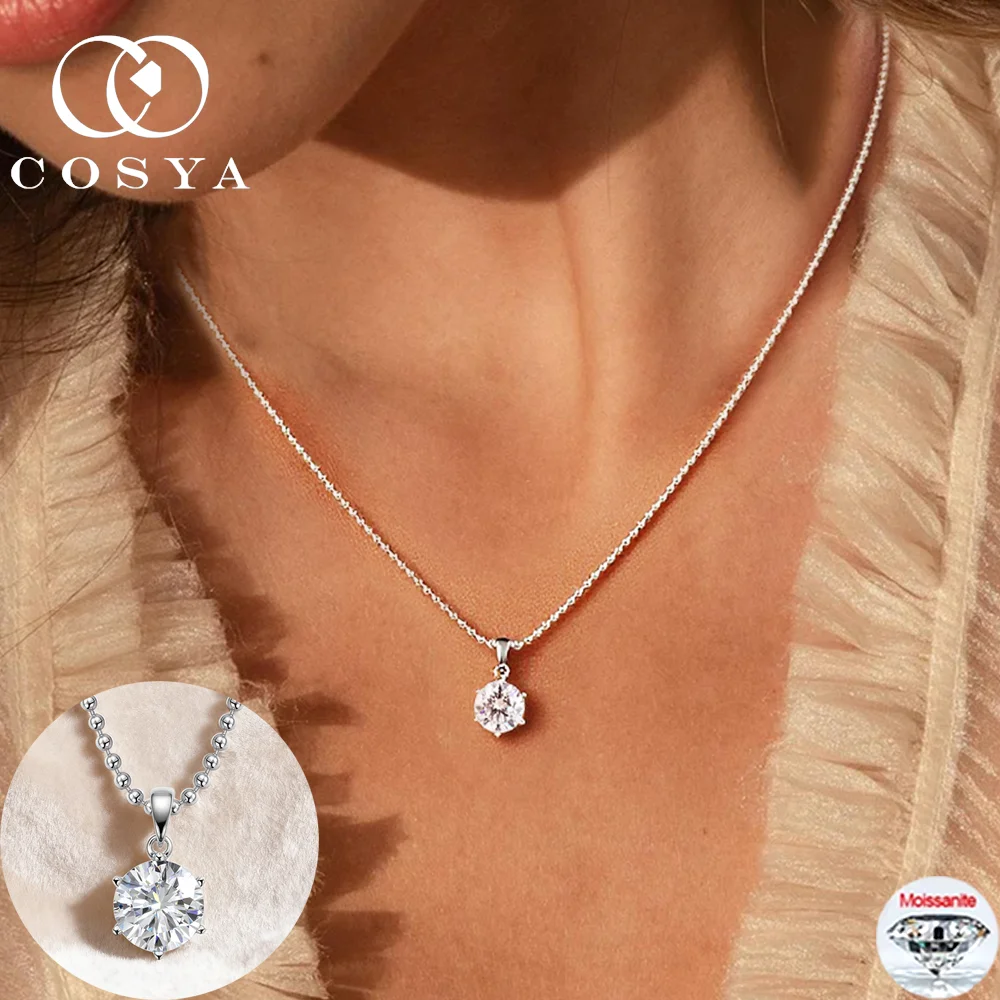 

COSYA 1/2/3/5/10CT Real Moissanite Necklace Jewelry S925 Silver D Color VVS1 Sparkling Lab Diamond Pendant Gifts For Women