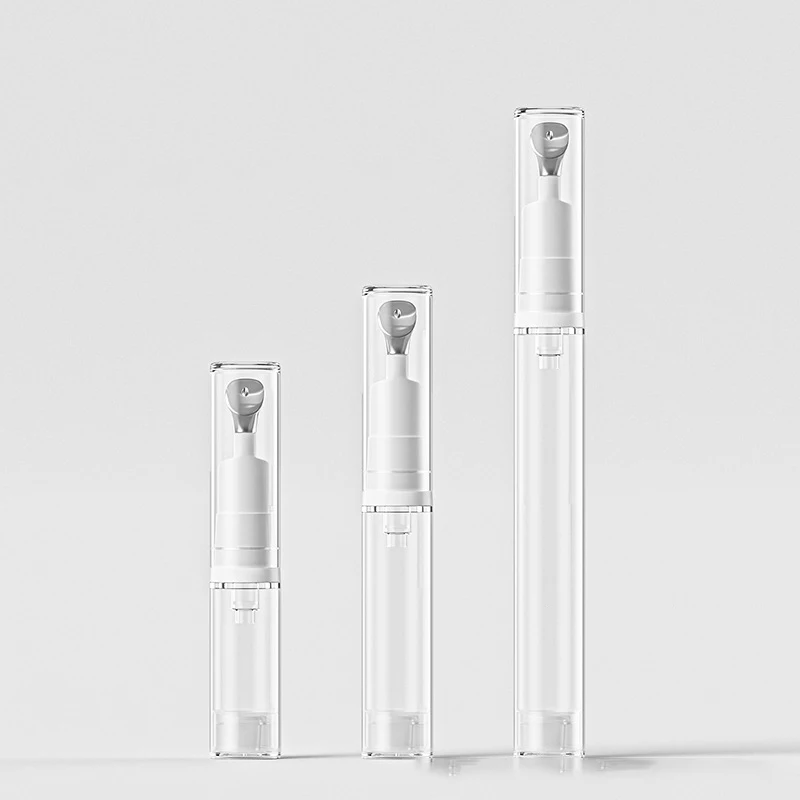 Luxury Plastic 5/10/15ml Eye Gel Cream Container Flat Applicator Airless Eye Cream Bottle With Metal Tip Head image 4