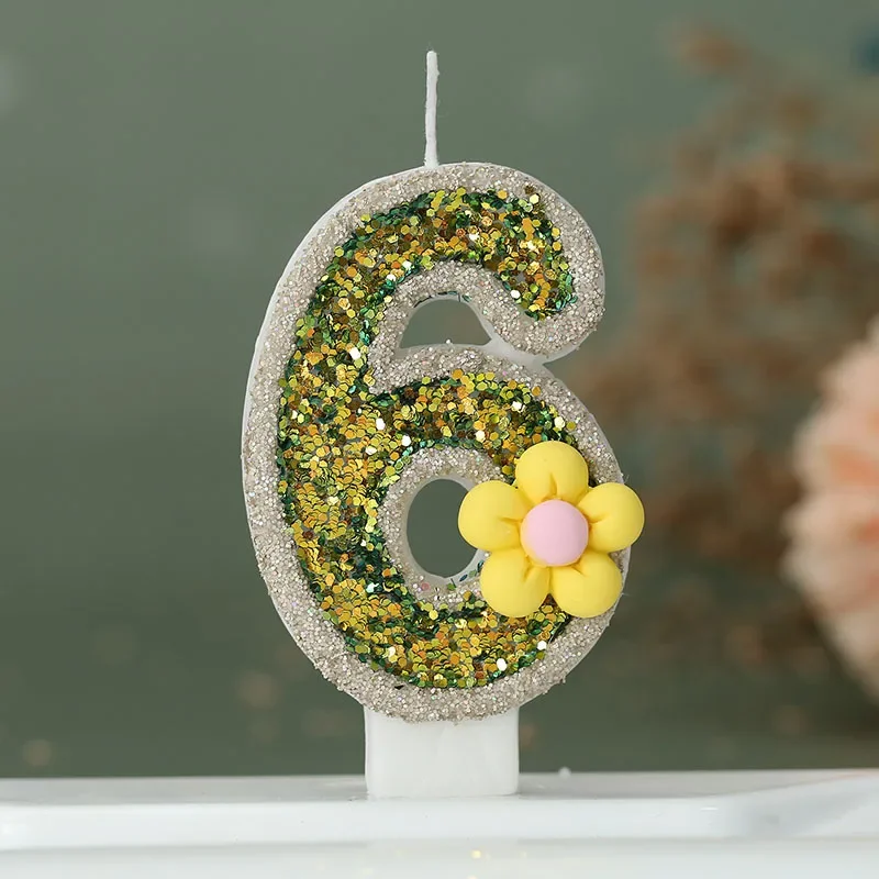 0-9 Number Candle Flower Birthday Party Number Cake Candle Happy Birthday Baby Shower Wedding Dessert Cake Topper Decoration