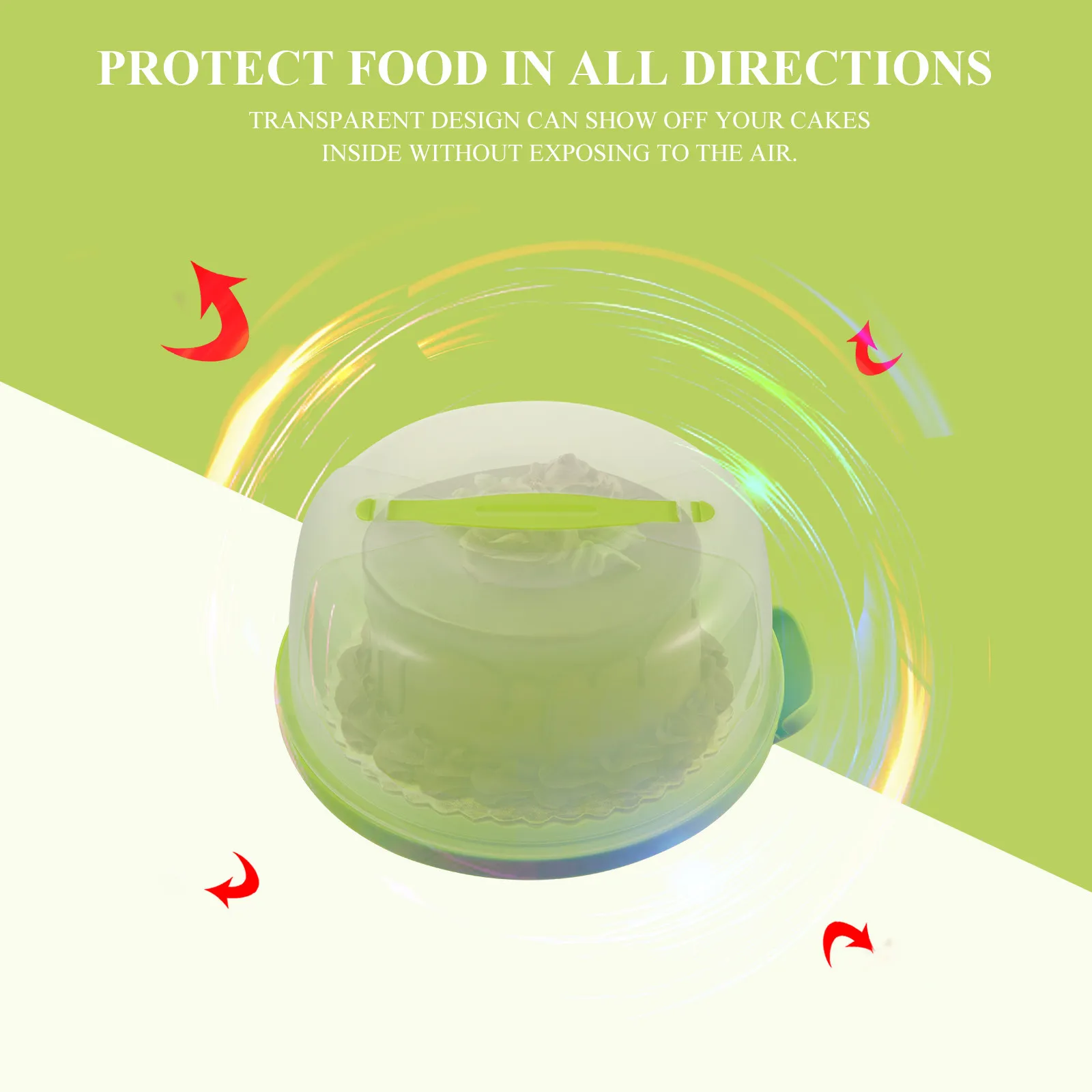 1Pcs Transparent Plastic Cake Carrier Box 8 Inch Round Cake Container Portable Locking Clear Holder for Birthday Party Baby