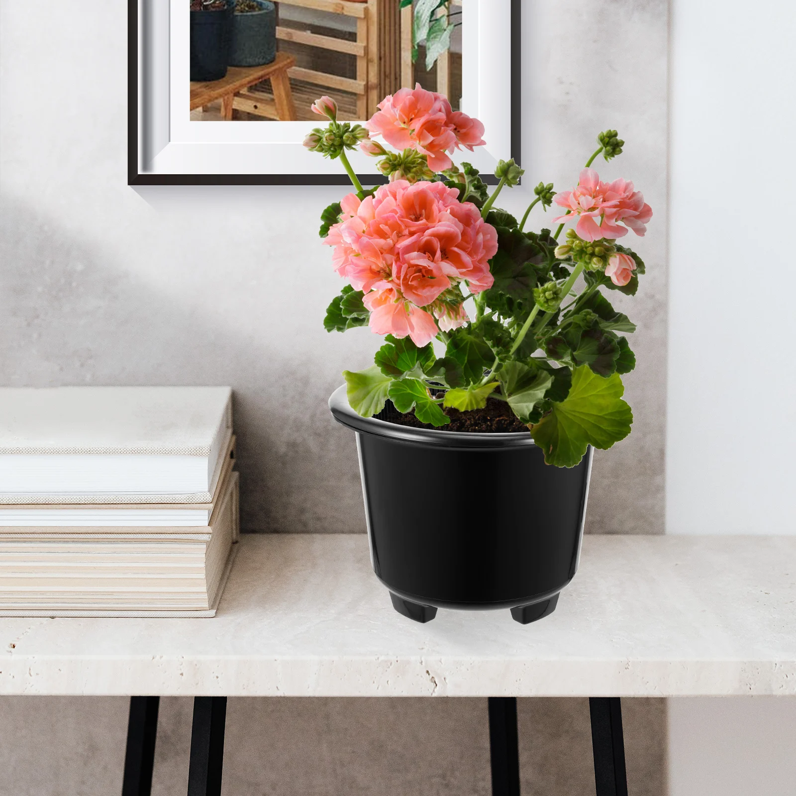 

Plastic Double Layer Flower Pot Durable Smooth Surface for Indoor Garden Yard Balcony Decor Plant Culture Gifts Plastic Flower
