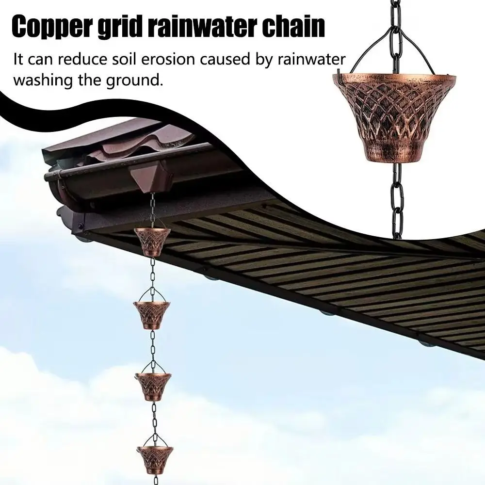 practical-iron-grain-rainwater-chain-26-meter-decorative-rain-chain-functional-downspout-splitter