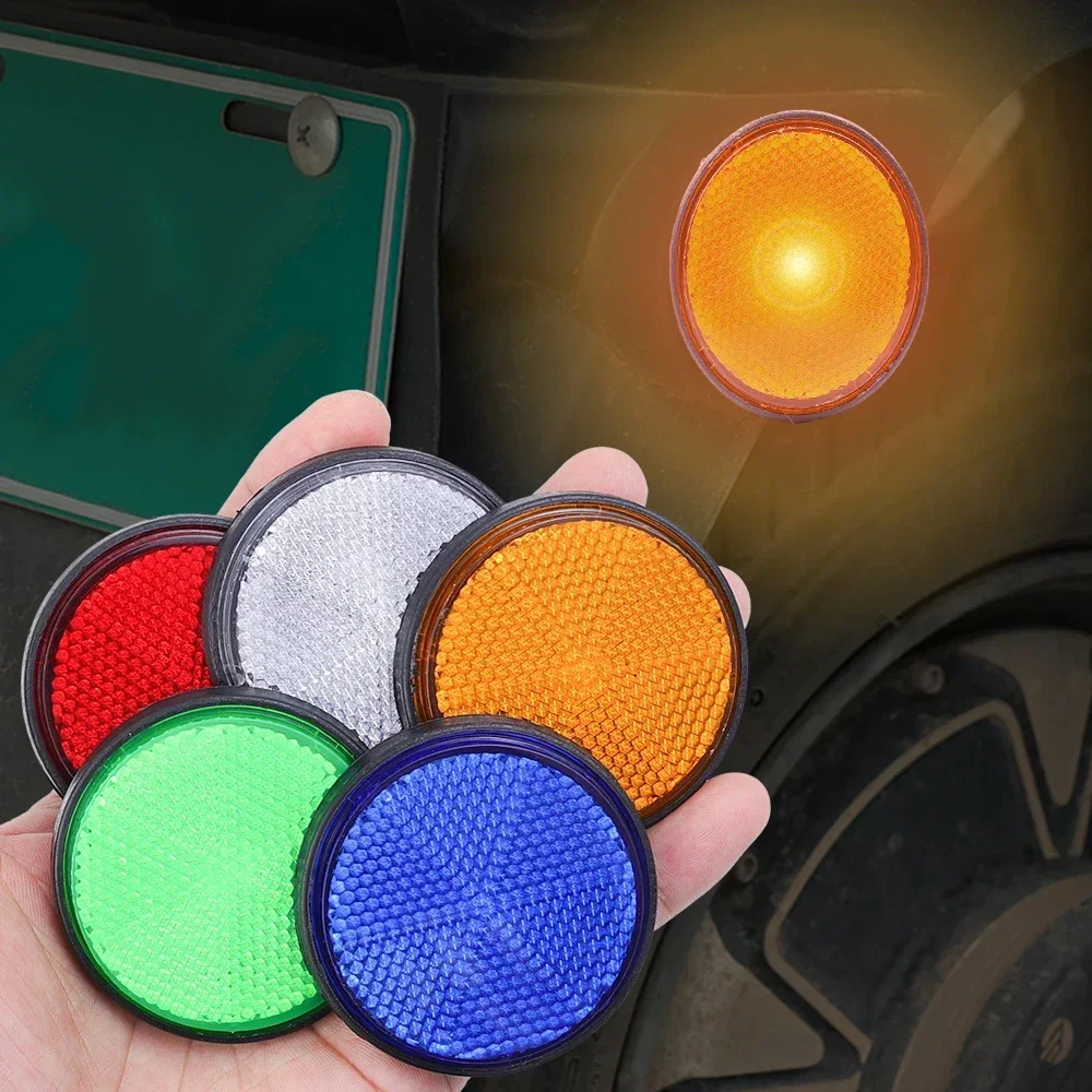 2Pcs Motorcycle Circular Reflector Electric Vehicle Bicycle Waterproof Dustproof Night Warning Reflector M6 Screw Fixation
