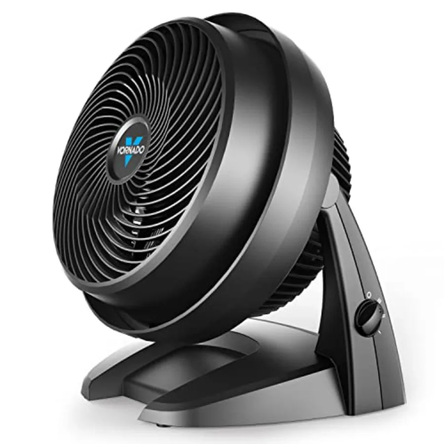 Mid-Size Whole Room Air Circulator for Bedroom Office Home, ABS Plastic, Black, 3-Speed Quiet Cooling with Adjustable Tilt Head