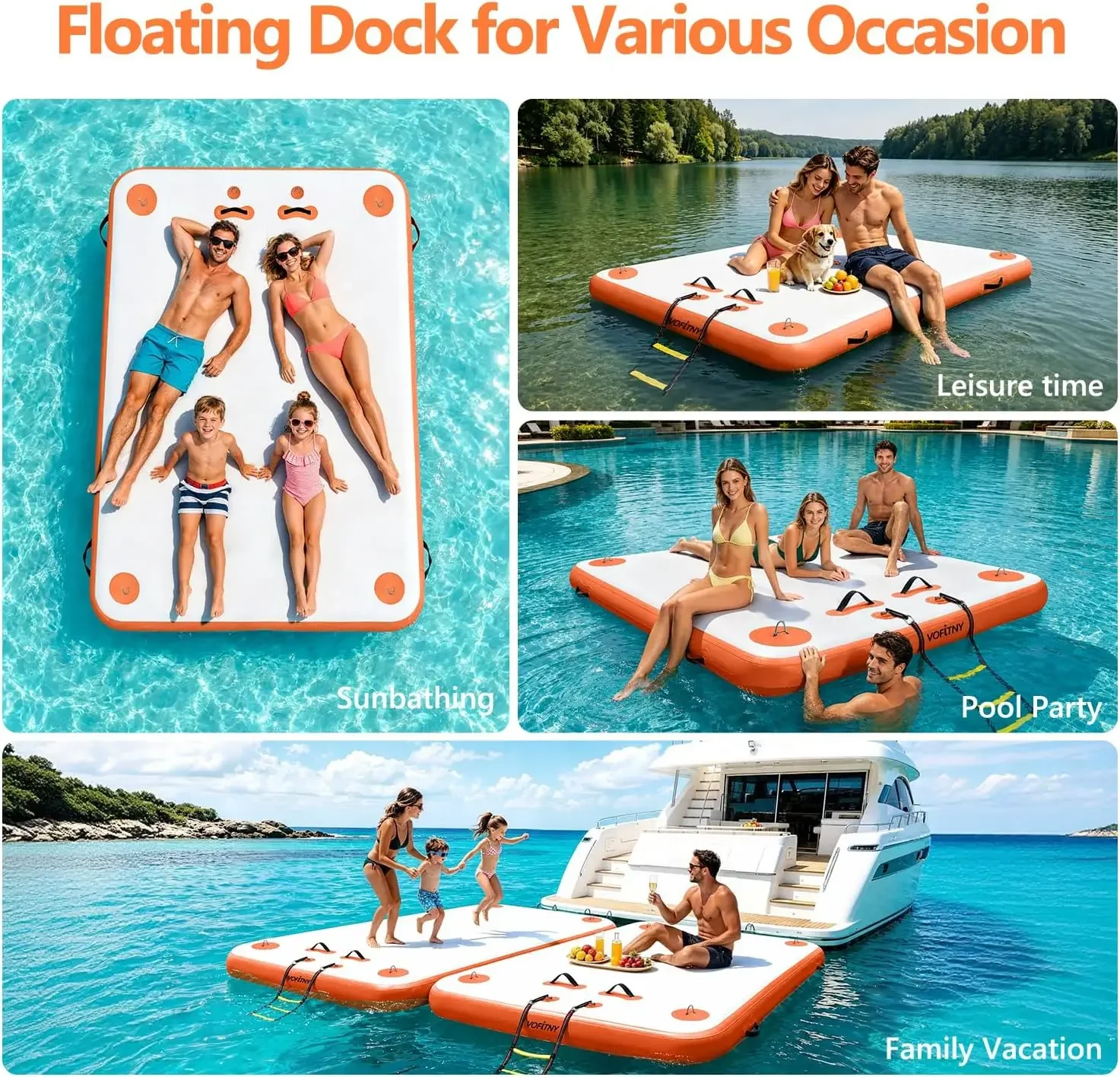 USA Stock Inflatable Floating Dock, Swim Platform Floating Dock For Lakes, Lake Floats For Adults, Island Raft Mat For Lake Beac