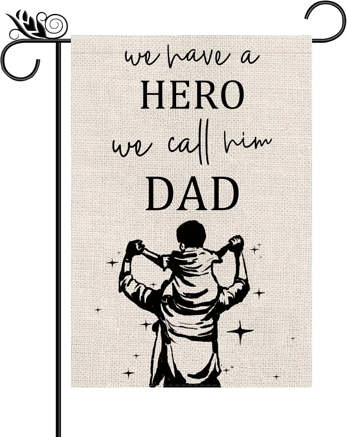 Father&;s Day Garden Flag We Have A Hero We Call Him Dad Vertical Double Sided Memorial for Daddy Papa Grandpa Burlap Outdoor Ho