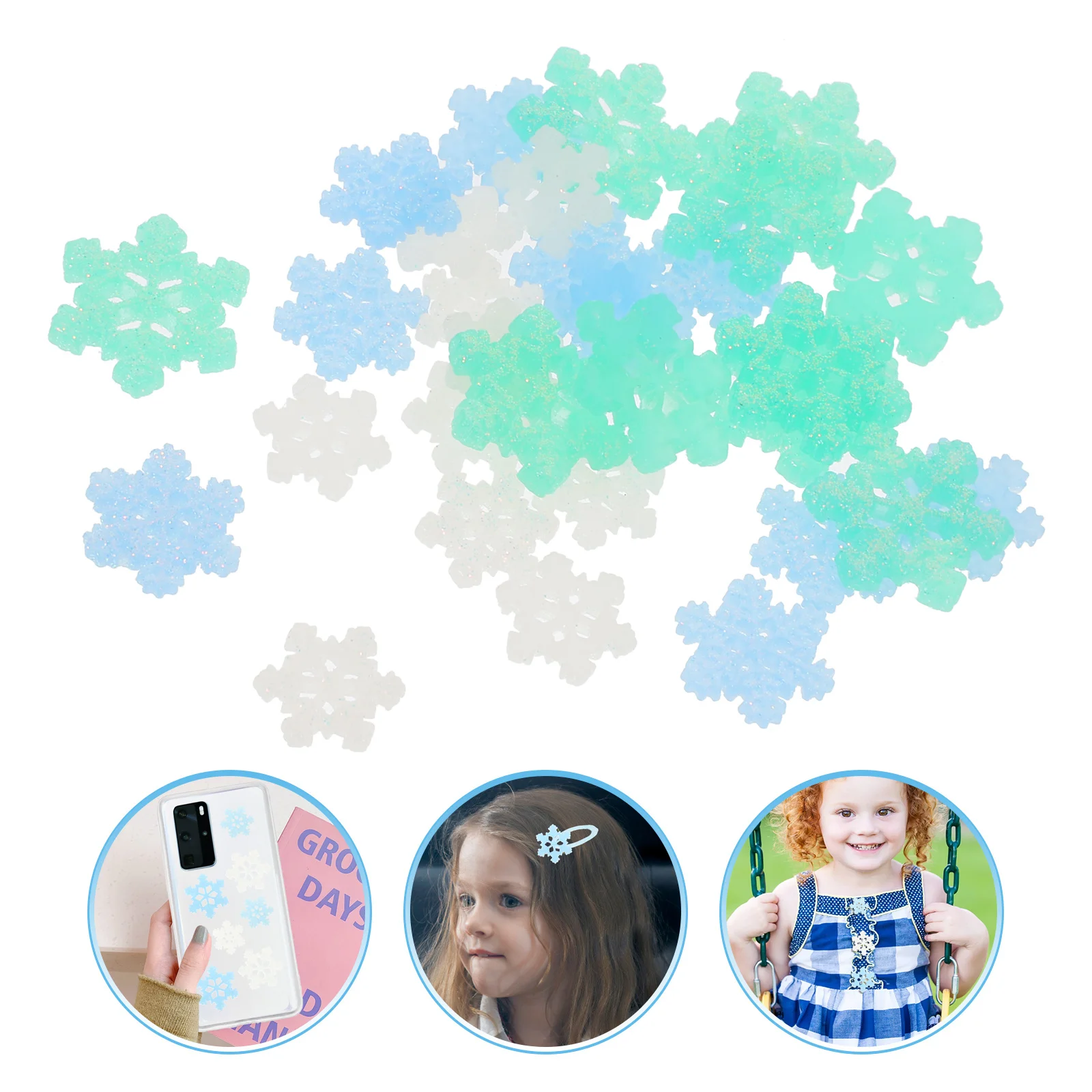 60 قطعة من إكسسوارات راتينج ندفة الثلج لعيد الميلاد دلايات مسطحة جميلة لصياغة ديكورات مصغرة لصنع المجوهرات بنفسك #5