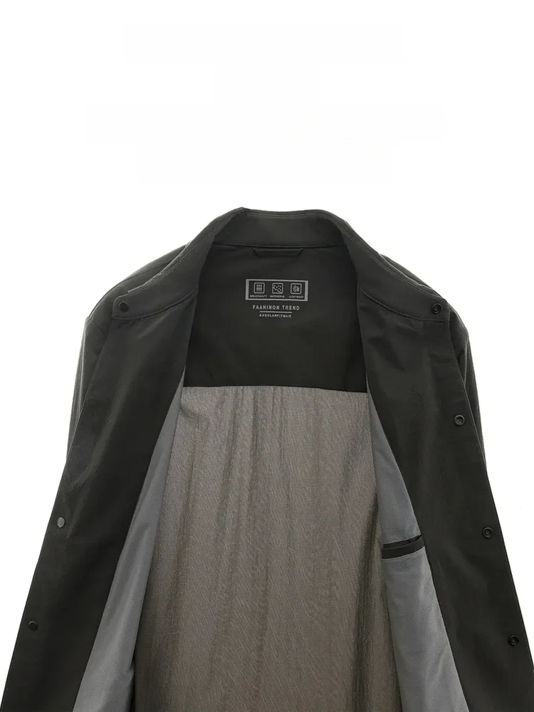 

Мужская повседневная легкая куртка с эластичным воротником, дышащая, влагоотводящая, приталенная, с длинными рукавами, 3D-эффект...