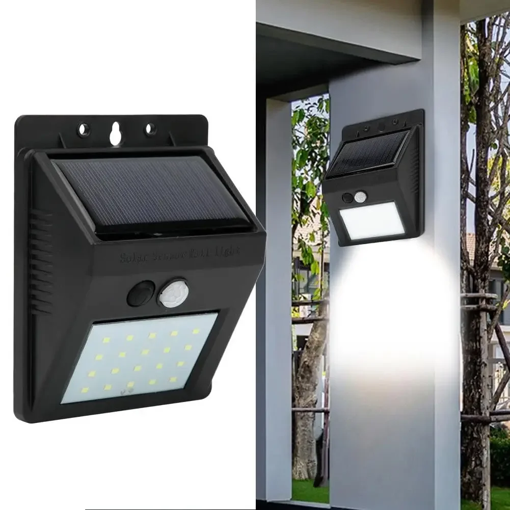 Imagem -06 - Lâmpada de Parede Sensor Solar para Exterior Quintal Corredor Calçadas Varandas Segurança do Jardim Sensor Pir Controle de Luz 20led