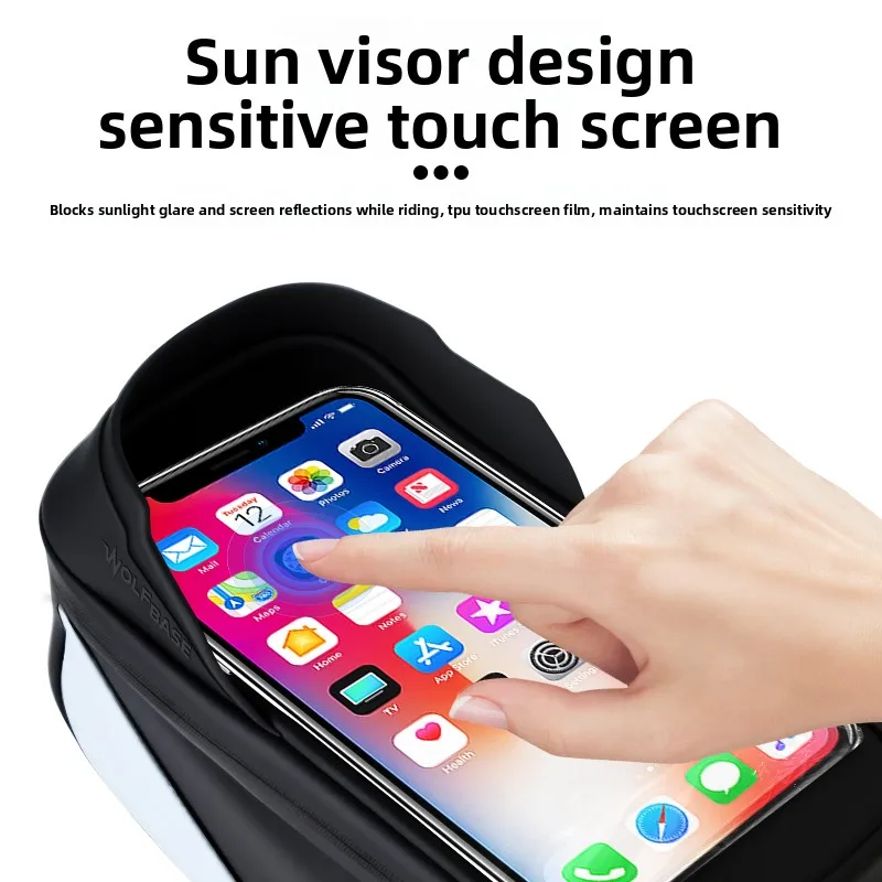 Bolsa para bicicleta, bolsa para cuadro de tubo frontal superior para ciclismo, resistente al agua, funda para teléfono de 7 pulgadas, almacenamiento con pantalla táctil, bolsa para bicicleta de montaña y carretera