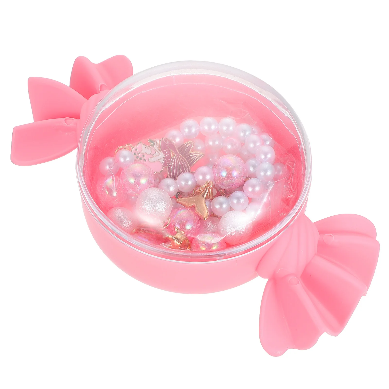 4Pcs Kids Mermaid Beaded Bracelet Ring Necklace Dangler Colorful String Jewelry Cartoon Alloy Wrist Decor Gift