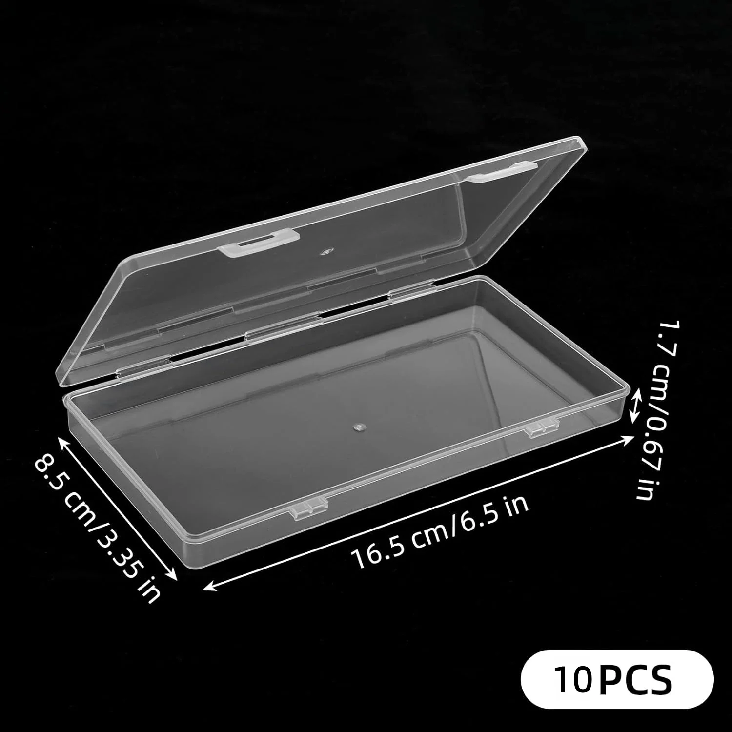 10pcs Mini Plastic Storage Box with Hinged Lid, 6.5x3.3in Clear Rectangle Dustproof Organizer Case Small Clear Plastic Storage C