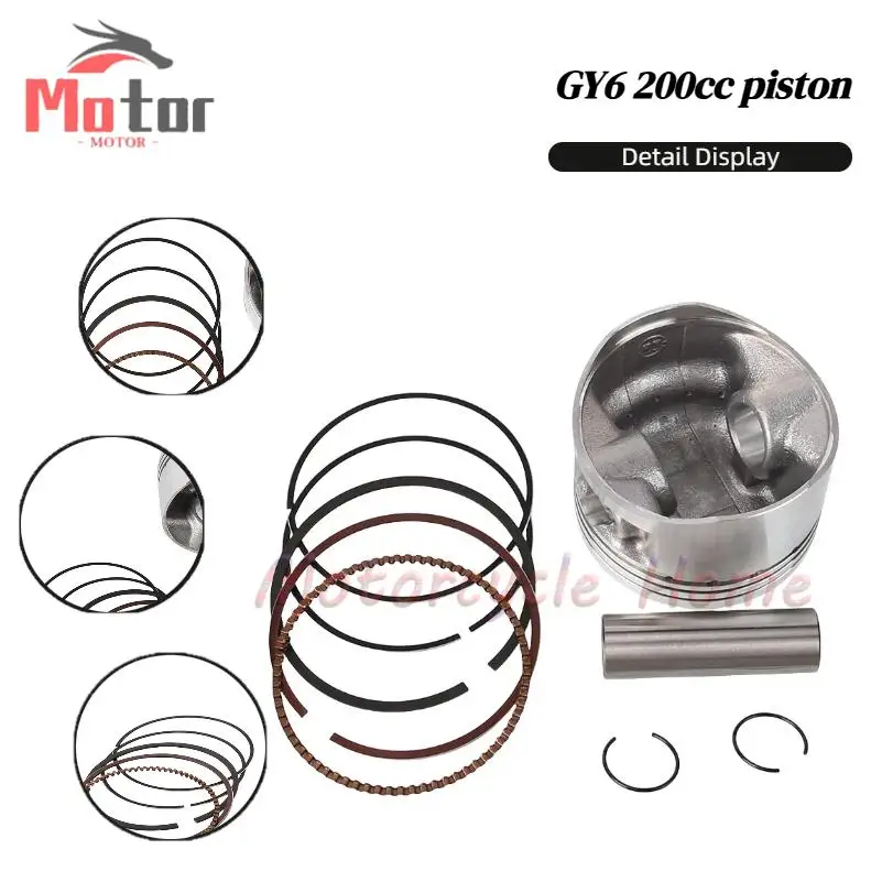 

Поршневой комплект (поршень и кольца) 62,5 мм для 4-тактных скутеров, мопедов, квадроциклов с воздушным охлаждением – подходит для GY6 125 152QMI, GY6 150 1P57QMJ, 1P52QMI