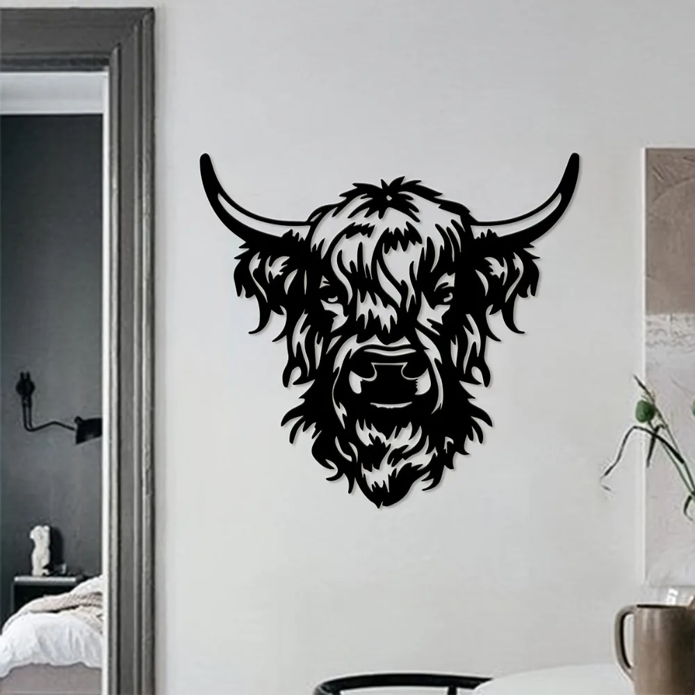 CIFBUY Iron Wall Art Cow Head Metal Sign Waterproof For Home Indoor Outdoor Decor Rustic Hanging Plaque