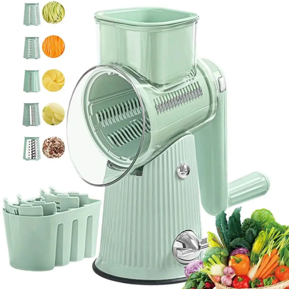 Effortless 5 Blades Vegetable Chopping Machine Hand Cranked Manual Vegetable Slicer Rotary Vegetable Grater Carrots