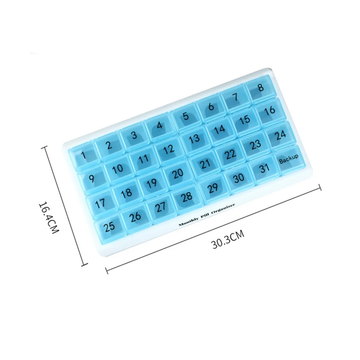 Monthly Pill Organizer 31 Compartments, 1 Per Day, 4 Week Full Month 31 Day Pill Organizer,Blue