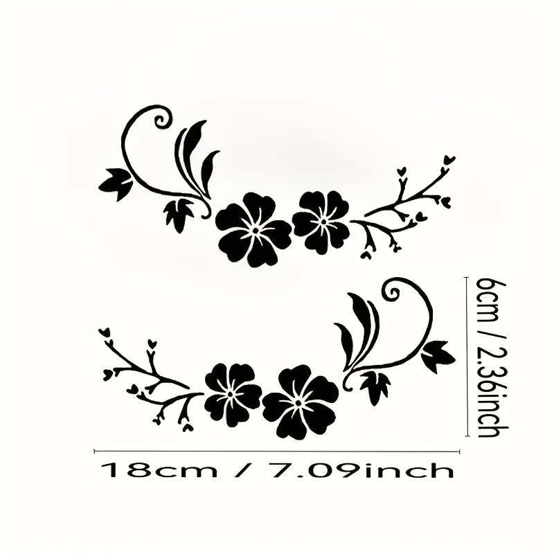2Pcs/set Floral Vine 2D Flat Vinyl Stickers Waterproof UV Resistant PVC Decals for Car Side Mirror Motorcycle Helmet Decor