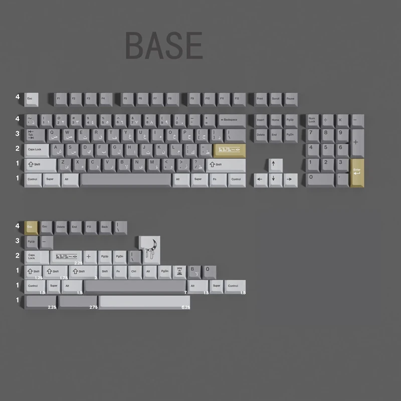 1 Set KKB Khonsu Keycaps PBT 5 Sides Dye Subbed Key Caps Cherry Profile Arabic Keycap With Split Spacebar For MX Switch Keyboard
