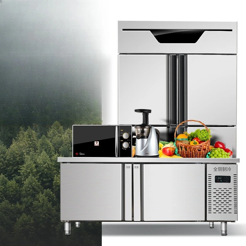 Refrigerated workbench Commercial refrigerator Operating bench Freezing horizontal freezer Flat cold fresh-keeping water bar
