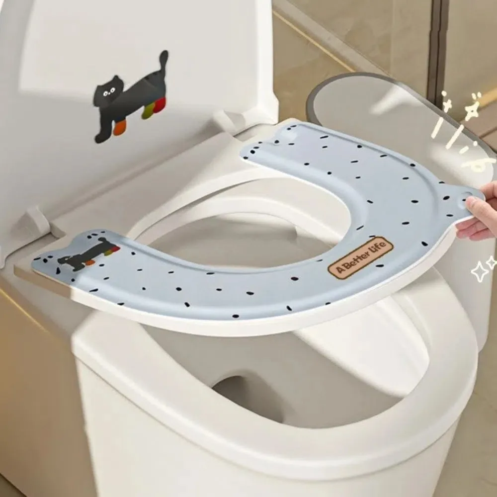 

3PCS Easy To Clean Handheld Toilet Seat Cover Thickened Cartoon Toilet Seat Cushion Waterproof Comfortable Toilet Pad All-Season