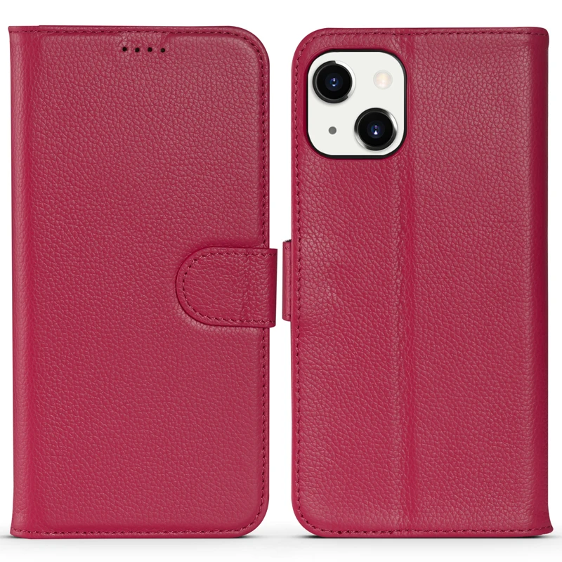 

Genuine Leather Cover For Iphone 17 16 15 14 Plus 13 Pro Max Soft Black Silicone Real Cowhide Wallet Card Pocket Magnetic Case