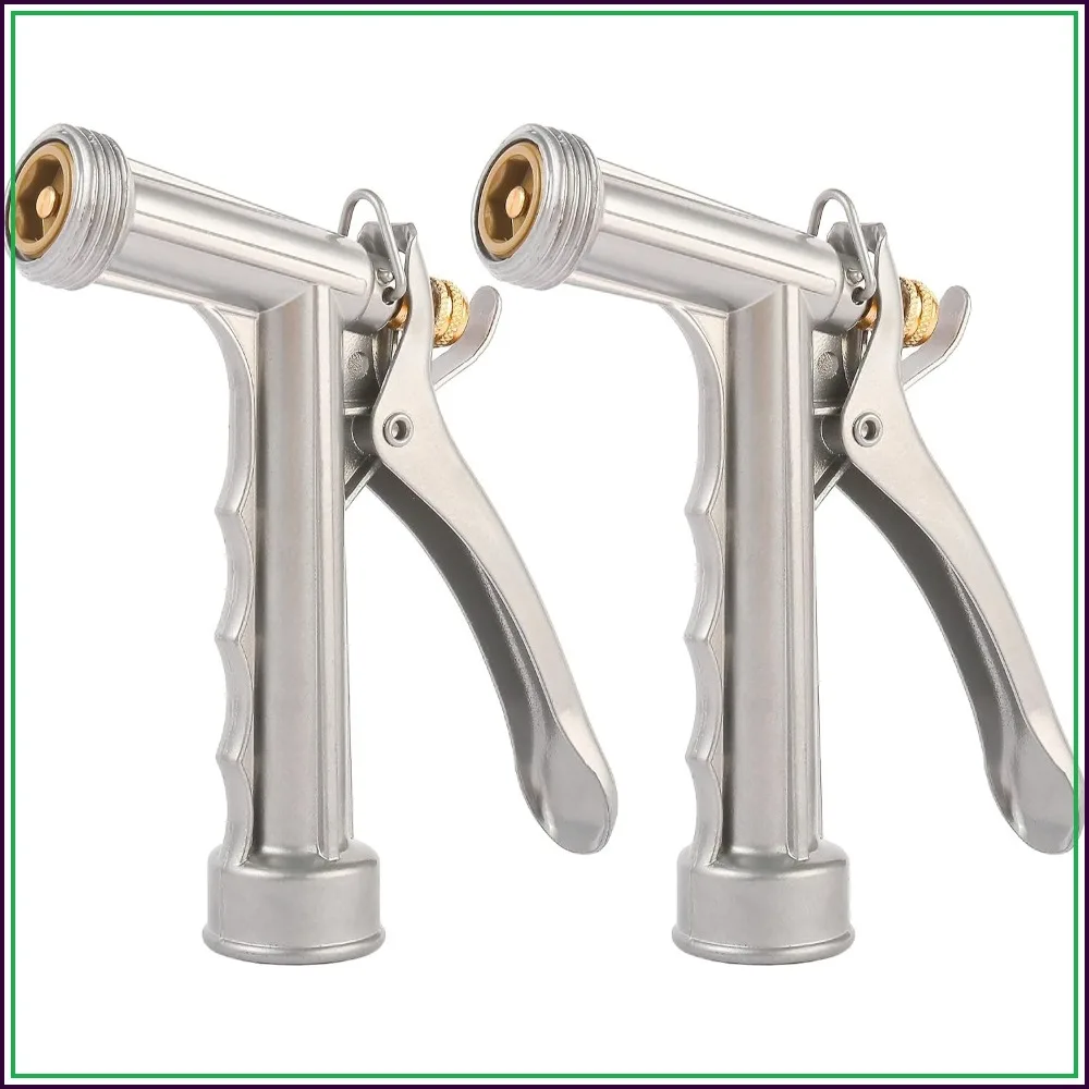2-Pack Zinc Alloy Garden Hose Nozzle, High Pressure Pistol Grip Sprayer with Threaded Front, Adjustable Flow