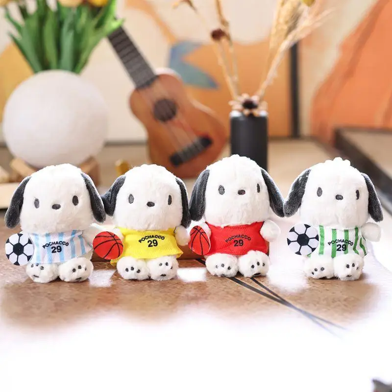 애니메이션 산리오 포차코 강아지 키링 귀여운 봉제 인형 가방 펜던트 인형 생일 선물 소녀 어린이용