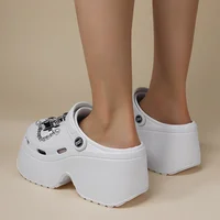 New Women's Silver Platform Clogs Summer 2025 Comfortable Slip on Wedge Sandals Woman Fashion Chain Thick Sole Garden Shoes Lady - Image 5