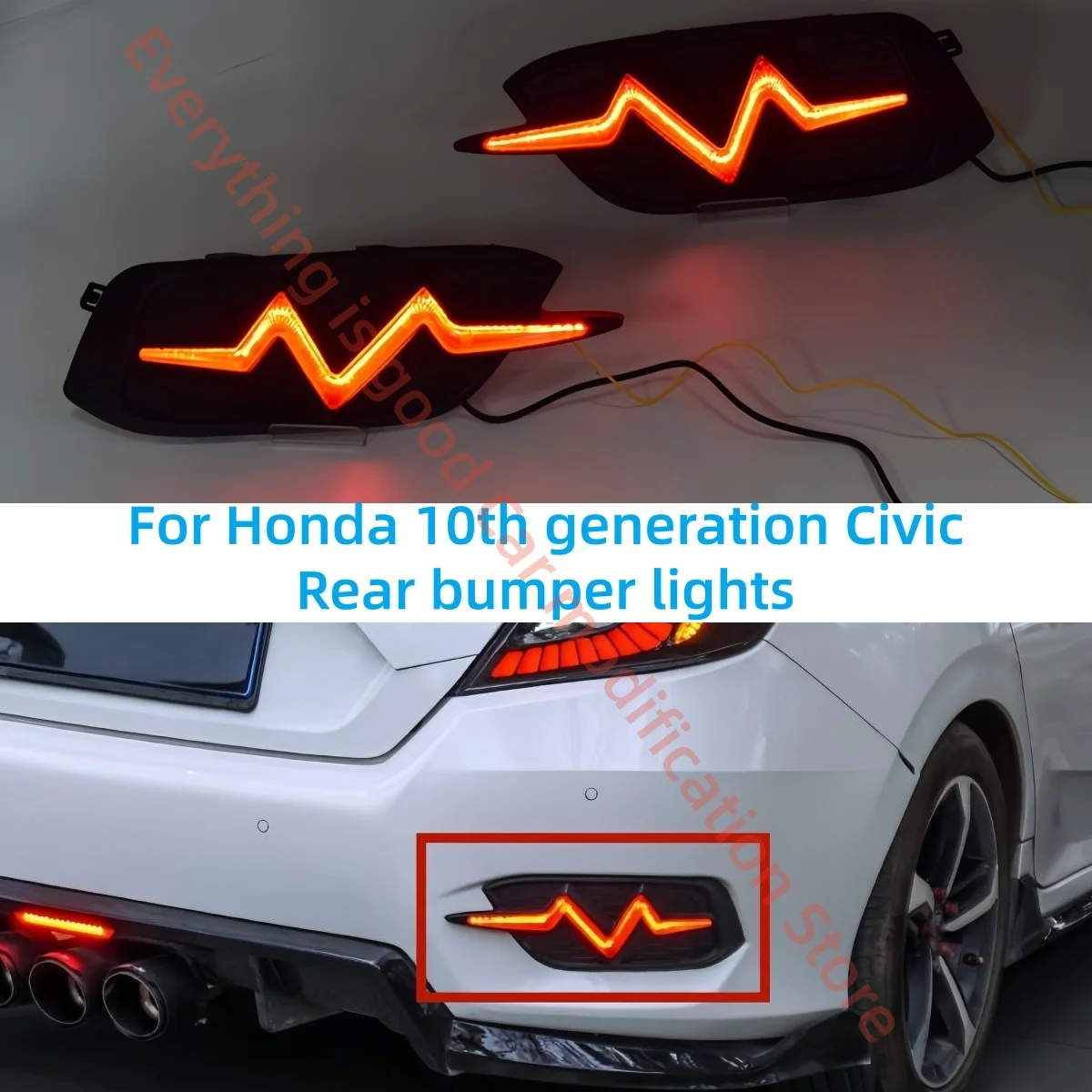 For Honda 10th Generation Civic Rear bumper light Three functions  LED Turn signal Brake lights Driving light Automobile parts