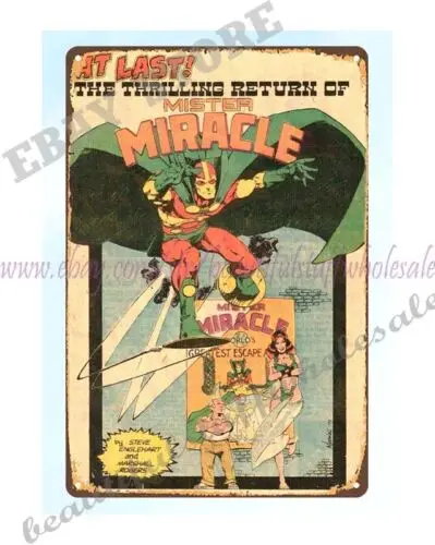 home decor sale 1977 comic ad Return of Miracle Series metal tin sign