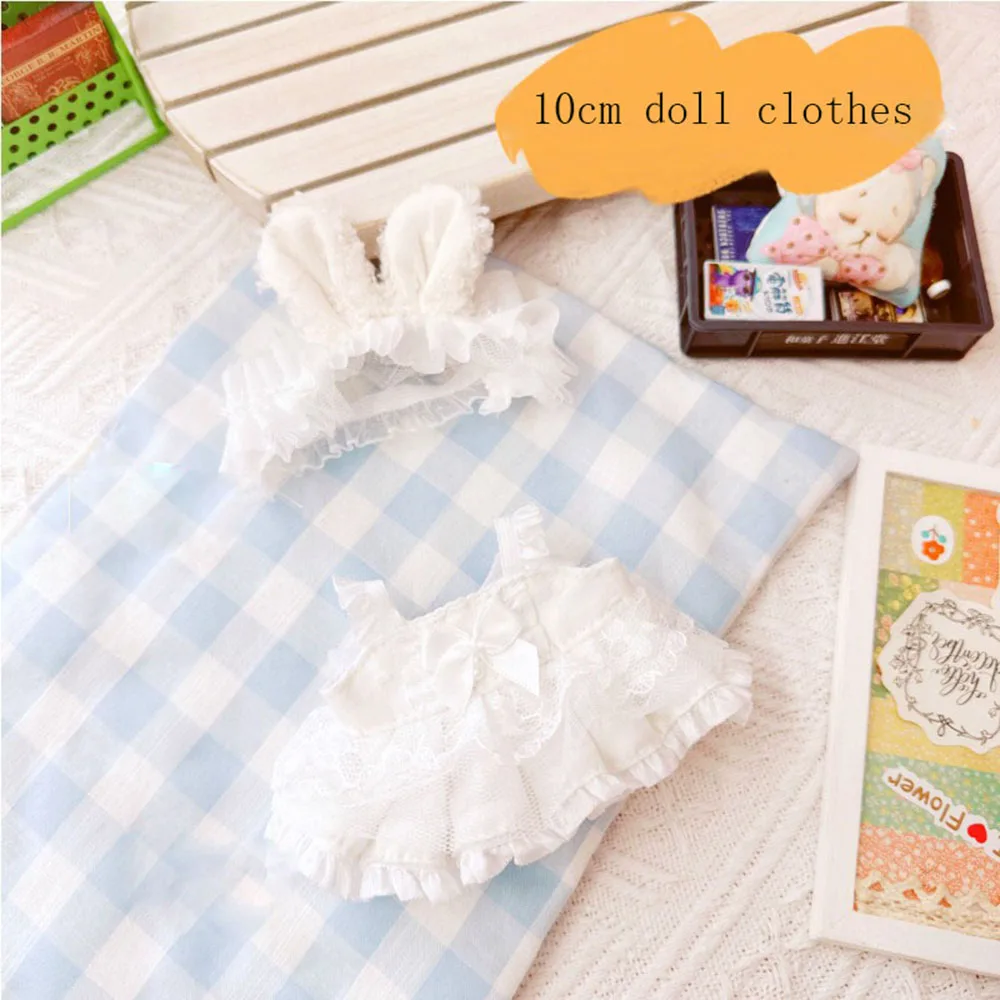 Doll Clothes for 17cm Labubu Dolls Toy Cute Mini Plush Doll's Outfit Accessories Dress Hairpin Fans Gift
