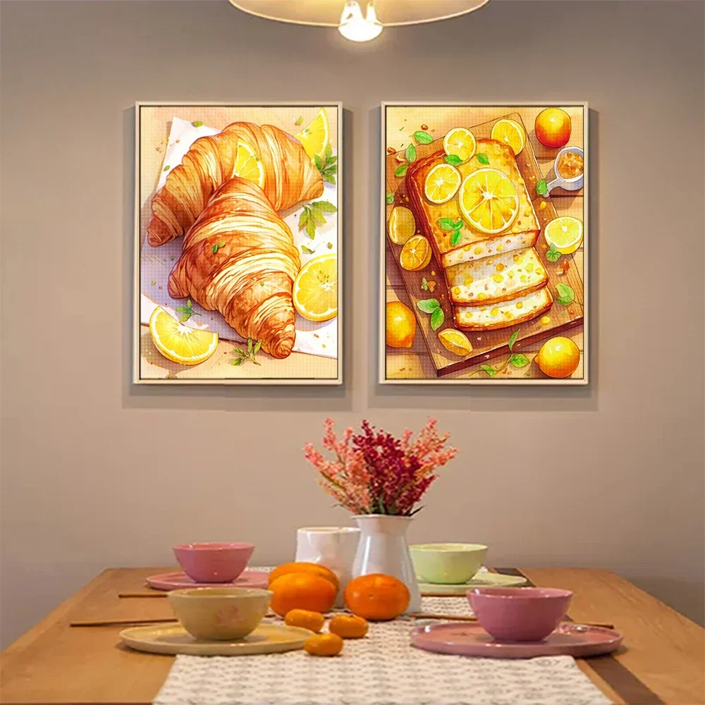 Bread Food Diamond Painting Restaurant Kitchen Decoration Diy Full Rhinestone Dessert Figure Mosaic Cross Stitch Set Gift