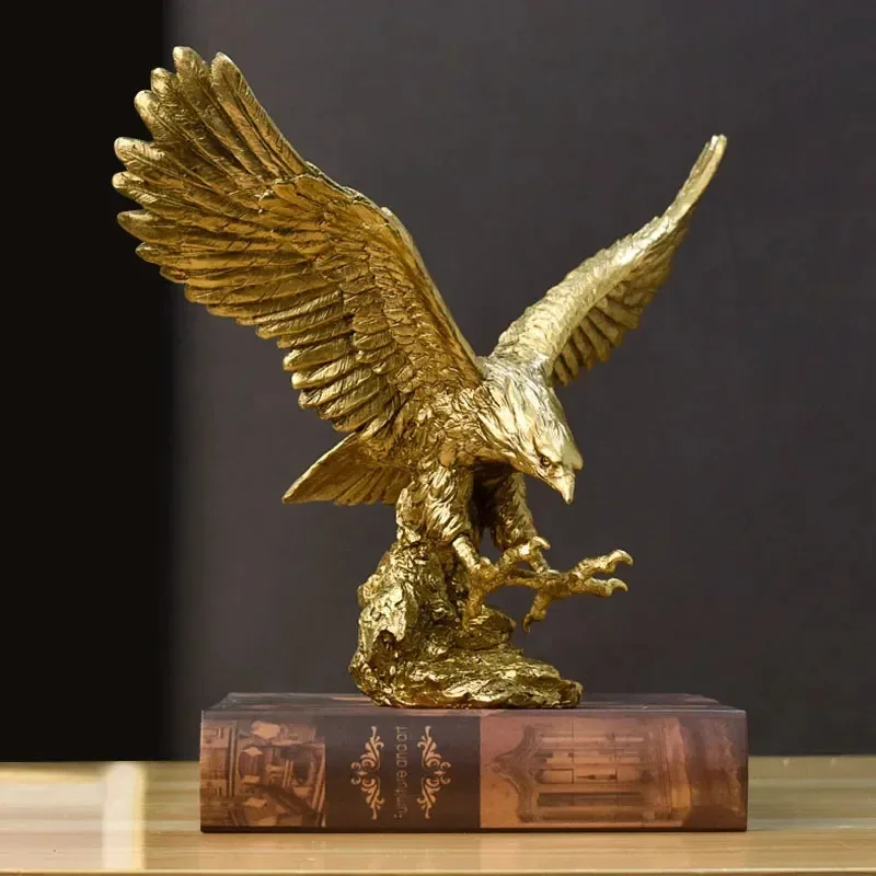 Golden Eagle Resin Statue Sculpture, Modern Home Office Desktop Decor Figurine, Living Room Shelf Ornament, Gift