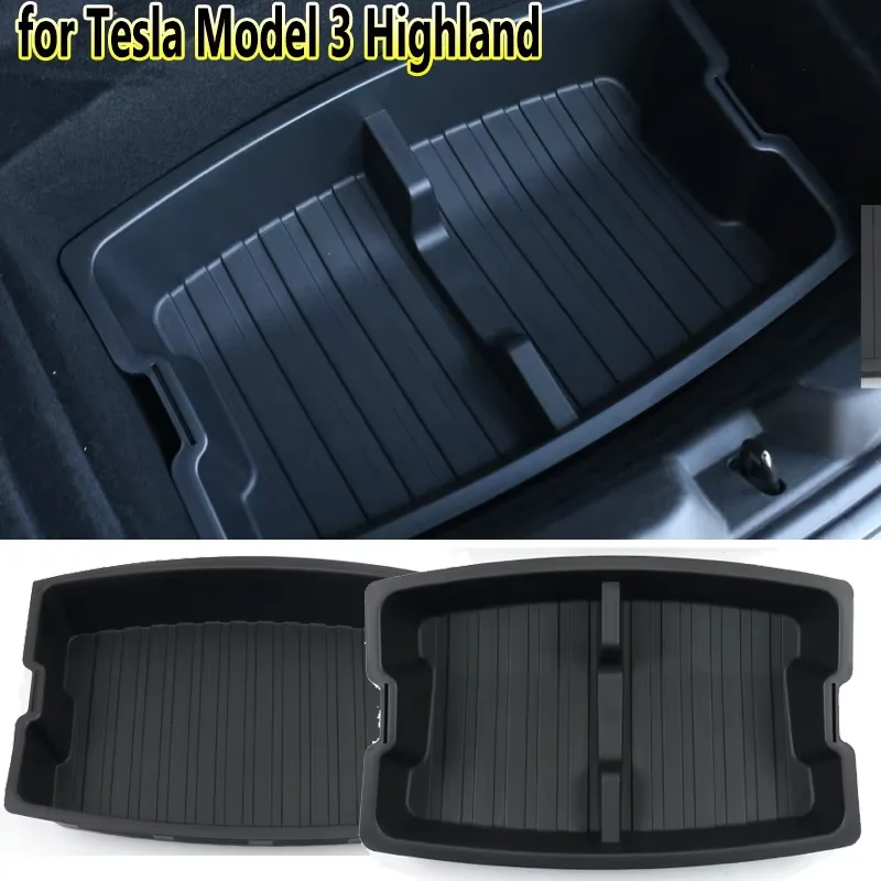 

Для Tesla New Model 3 Highland 2023 2024, двухслойный рто, ящик для хранения багажника, органайзер, лоток, детали, аксессуары для переднего багажника автомобиля