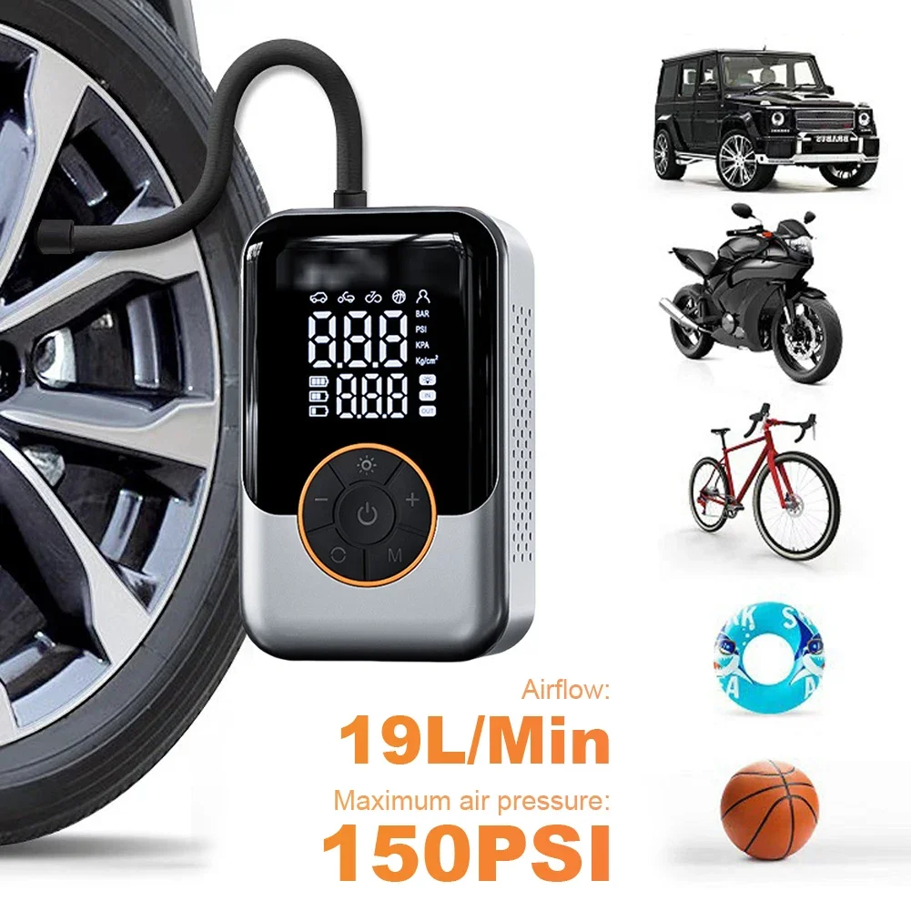 

Portable Air Pump Wireless Car Tire Inflator Electric Air Compressor LCD Display Air Injector For Bike Car Motorcycle Tyre Ball