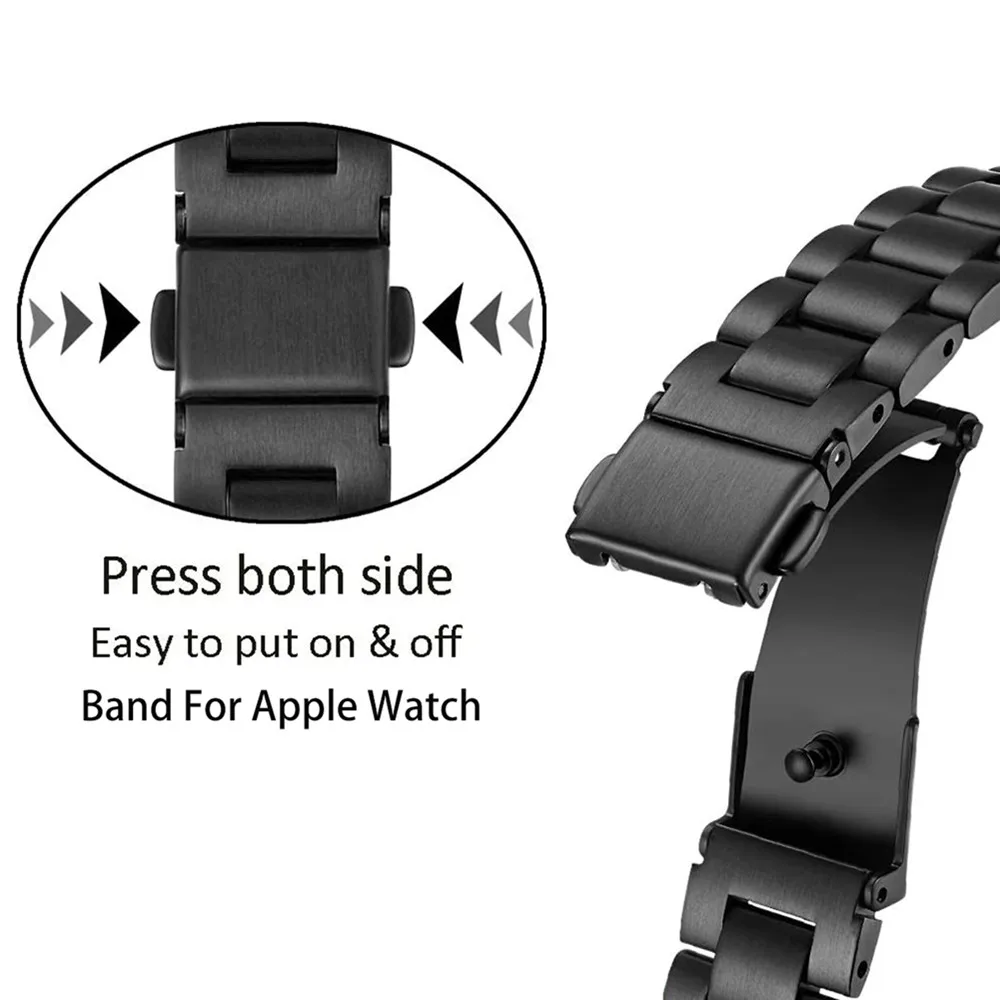 For Apple Watch Band Stainless Steel Pulseira Gold Sliver Smartband For Iwatch 8 Ultra 7 6 5 4 3 2 1 Se Wrist Strap 45mm 49mm