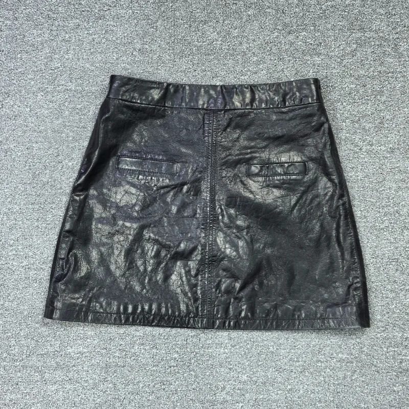 

Spring 2026 Women's Leather Skirt A-Line Slimming High Waist ort Genuine Cowhide Oil Wax Versatile Faionable