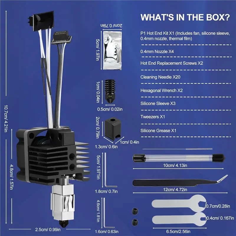 High-Speed Hotend Kit For Bambu Lab P1P/P1S, Includes 3D Printer Full Assembly Hot End Fan, P1S Hardened Steel 0.4Mm Nozzle Best