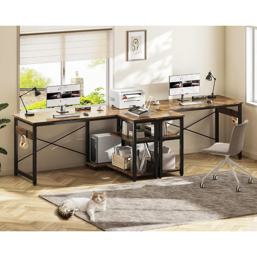 مكتب زاوية مدمج مقاس 48 بوصة مع مساحة تخزين وحامل كمبيوتر للمساحات الصغيرة