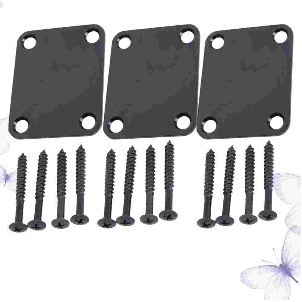 

3pcs Electric Guitar Neck Plate Bass Guitar Neck Strength Connecting Board Joint Plate for Guitar Bass with Screws (Black)